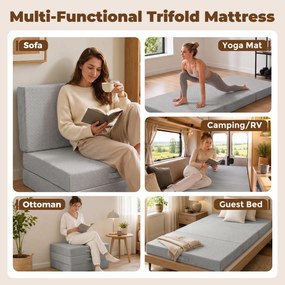 HOMCOM Materac składany 200 x 90 cm, 15 cm, składany materac, przenośny materac podłogowy z pralnym pokrowcem, certyfikat Oeko-Tex | Aosom PL