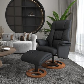 HOMCOM Fotel Masujący z Podnóżkiem Czarny Relaks i Komfort 77x89x110cm | Aosom PL
