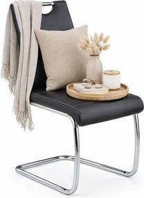 Czarne metalowe tapicerowane krzesło na płozach M3-G59