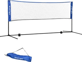 SPORTNOW zestaw siatki do badmintona składana siatka tenisowa regulowana niebieska z torbą transportową | Aosom PL