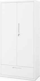 Szafa modułowa metalowa wielofunkcyjna z szufladą biała MEGAN 1850 x 900 x 400 mm