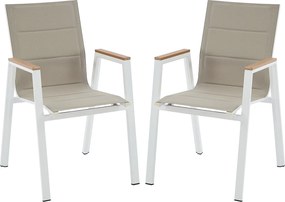 Zestaw 2 sztuk sztaplowanych foteli ogrodowych z aluminium i textylenu - Biały - LIOUS od MYLIA