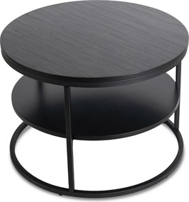 Stolik kawowy Best 70 cm, okrągły, z półką, do salonu, czarny