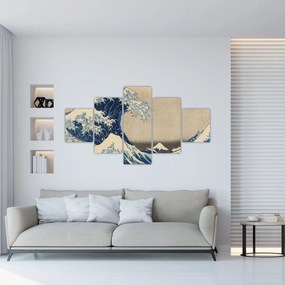 Obraz - Katsushika Hokusai, Under the Wave off Kanagawa, reprodukcje (125x70 cm)