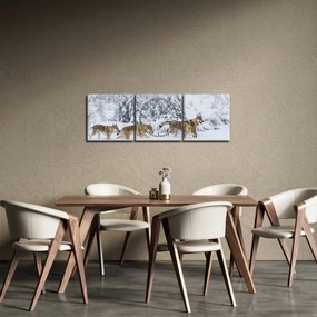 Obraz - Wilki w górach (z zegarem) (90x30 cm)