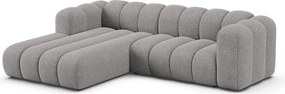 Szary narożnik z tkaniny szenilowej (lewostronny/z szezlongiem) Lupine – Micadoni