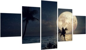 Obraz - Plaża przy pełni księżyca (125x70 cm)