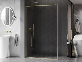 Mexen Kioto-F ścianka prysznicowa Walk-in z ramką 140 x 202 cm, transparent 8 mm, złota szczotkowana - 800-140-104-55-00