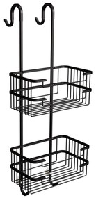 Kosz prysznicowy podwójny czarny do ścianki prysznicowej