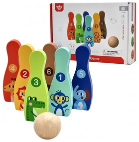 Tooky toy drewniane kręgle dla dzieci  6 szt. + piłka