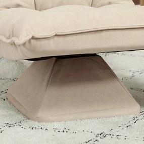 HOMCOM Relaksacyjny Fotel Czytelniczy, Obrotowy, W Wyglądzie Lnu, 62 x 70 x 95 cm, Kolor Beżowy