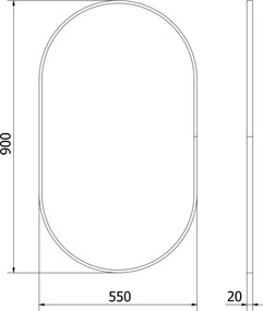 Mexen Loft lustro łazienkowe owalne 90 x 55 cm, rama czarna - 9851-090-055-000-70