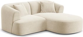 Beżowy aksamitny narożnik (prawostronny/z szezlongiem) Campi – Cosmopolitan Design