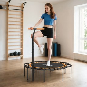 Fitness-Trampolin SPORTNOW z regulowanym uchwytem, stabilne i ciche do użytku wewnątrz, stal, Pomarańczowy