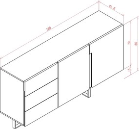 Dwudrzwiowa komoda z szufladami Hudson H01 piaskowy połysk