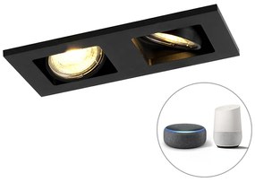 Nowoczesny inteligentny reflektor wnękowy czarny w komplecie z 2 Wi-Fi GU10 - Qure Nowoczesny Oswietlenie wewnetrzne