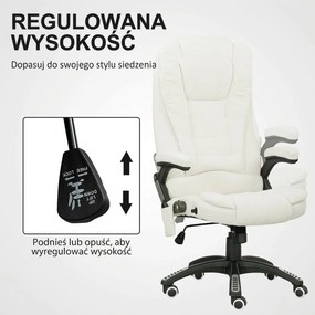 Vinsetto Ergonomiczny Fotel Biurkowy z Funkcją Masażu, 68 x 72 x 110–120 cm, Kremowy