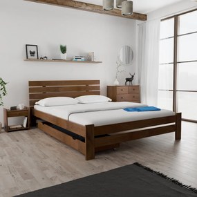 Łóżko PARIS podwyższone 160 x 200 cm, dąb Stelaż: Ze stelażem listwowym elastycznym, Materac: Bez materaca