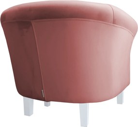 Fotel Milo tkanina Welur wygodny fotel tapicerowany do salonu i sypialni : Kolor nogi - Biała, Kolor tkaniny - VELVET - MG58, Wysokość nogi - 15 cm