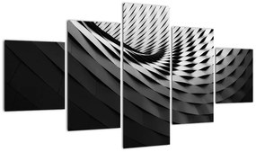 Abstrakcyjny obraz - czarno - biała spirala (125x70 cm)