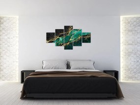 Obraz - Marmurki olejno-złote (125x70 cm)