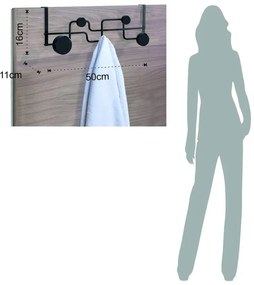 Czarny wieszak na drzwi 50 cm Anya – Tomasucci