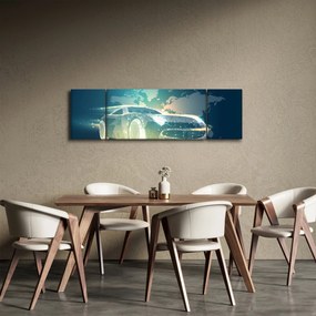 Obraz samochodu wykonany z geometrycznych kształtów (170x50 cm)