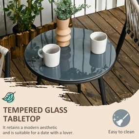 Outsunny Zestaw mebli ogrodowych dla 2 osób z 1 stołem, 2 krzesłami z poduszkami siedziskowymi, zestaw na balkon, stal, szary