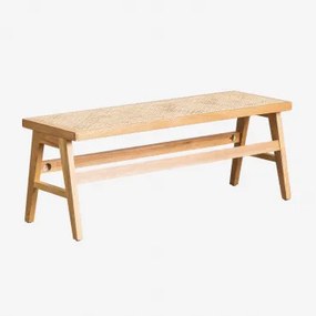 Ławka 110 Cm Z Drewna Jesionowego I Rattanu Lali Naturalna - Sklum