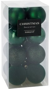 Zestaw 16 szt. ozdób świątecznych Festive Sparkles, zielony, śr. 6 cm, plastik