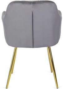 Zestaw Stół Okrągły SALLO 110 cm i 4 Krzesła Tapicerowane RAYA Szare Glamour