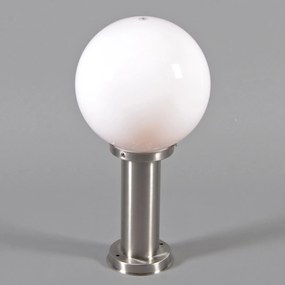 Lampa zewnętrzna stal nierdzewna 50 cm - Sfera z kołkiem gruntowym i wpustem kablowej