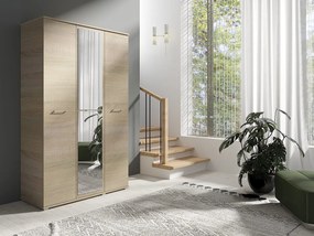 Szafa Otwierana Trzydrzwiowa LUSTRO 120cm x 200cm SONOMA | Półki + Wieszak