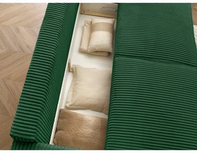 Zielona sztruksowa rozkładana/ze schowkiem sofa 244 cm Chelsea – Bobochic Paris