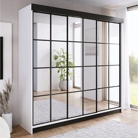 Szafa przesuwna z lustrem BARI 3 biała 250