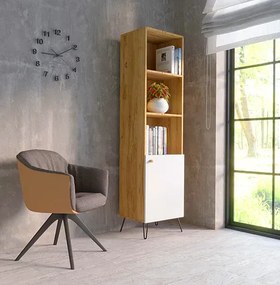 Witryna na metalowych nóżkach loft dąb craft + biały - Larkso 11X