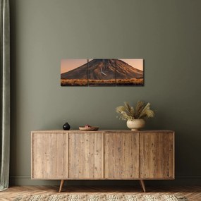 Obraz odbicia góry Taranaki, Nowa Zelandia (z zegarem) (90x30 cm)