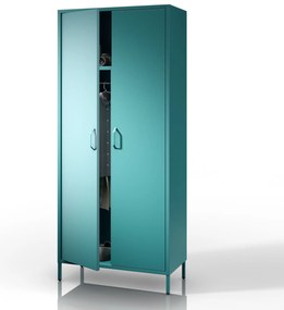 Szafa na ubrania metalowa morska / turkusowa: Modern FLAVIO, 800 x 1850 x 450 mm