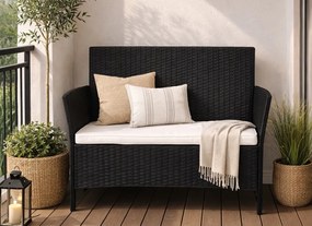 Sofa ogrodowa 2-osobowa Livora 007 z poduszką, czarna