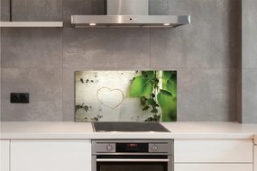 Panel szklany do Kuchni Serce z Liści na Pniu Brzozy