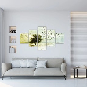 Obraz - Malowane stado ptaków (125x70 cm)