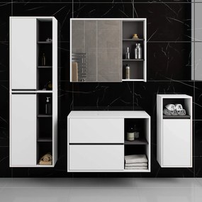Nowoczesny zestaw mebli do łazienki biały+grafit  F0-W59