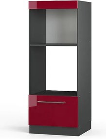 Szafka do mikrofalówki bordowa czerwień wysoki połysk 60x58.1x153.6 fame-line