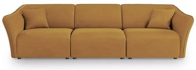 Musztardowa sofa z materiału bouclé 292 cm Tokyo – Cosmopolitan Design