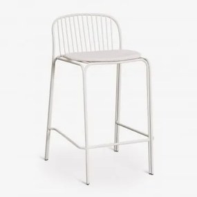Zestaw 2 Wysokich Stołków Ze Stali Anerina ↑65 Cm & Gardenia Biel & Biało-szary - Sklum