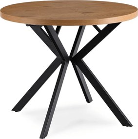 Stół Okrągły Rozkładany DORIAN 80-160 cm Dąb Złoty/Czarny Nowoczesny