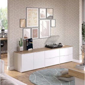 Ściana w salonie biały/sonoma 200x40x50 wido