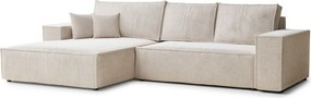 Kremowy rozkładany/ze schowkiem narożnik z tkaniny szenilowej (lewostronny/z szezlongiem) Maze – Maison de Rêve