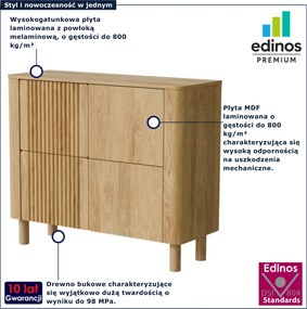 Wysoka ryflowana komoda z półkami dąb hikora Z5-W95