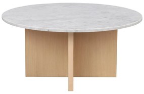Biało-naturalny marmurowy okrągły stolik 90x90 cm Brooksville – Rowico